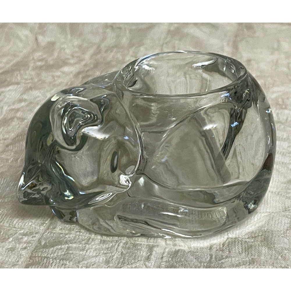 Indiana Glass Cat Votive Candle Holder Crystal Clear 4458